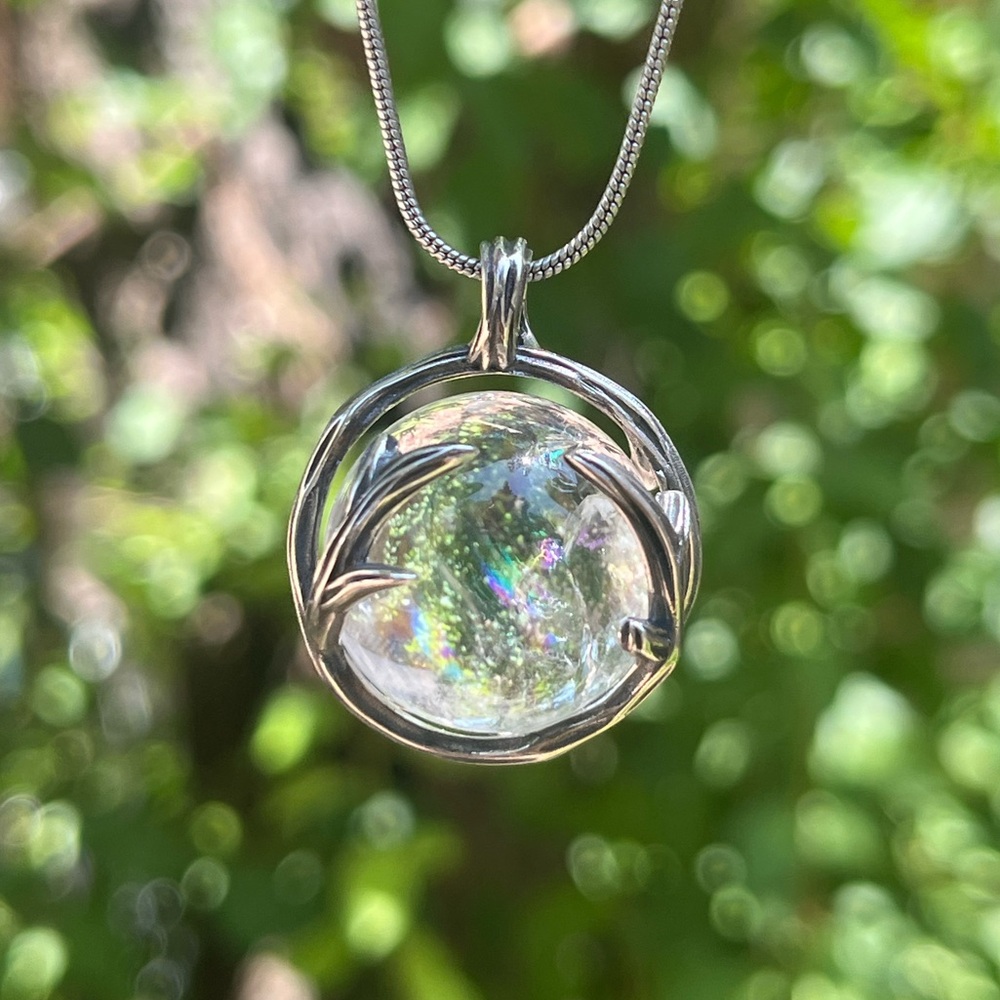 Sterling silver interchangeable clear Quartz pendant - Picture 3 of 6